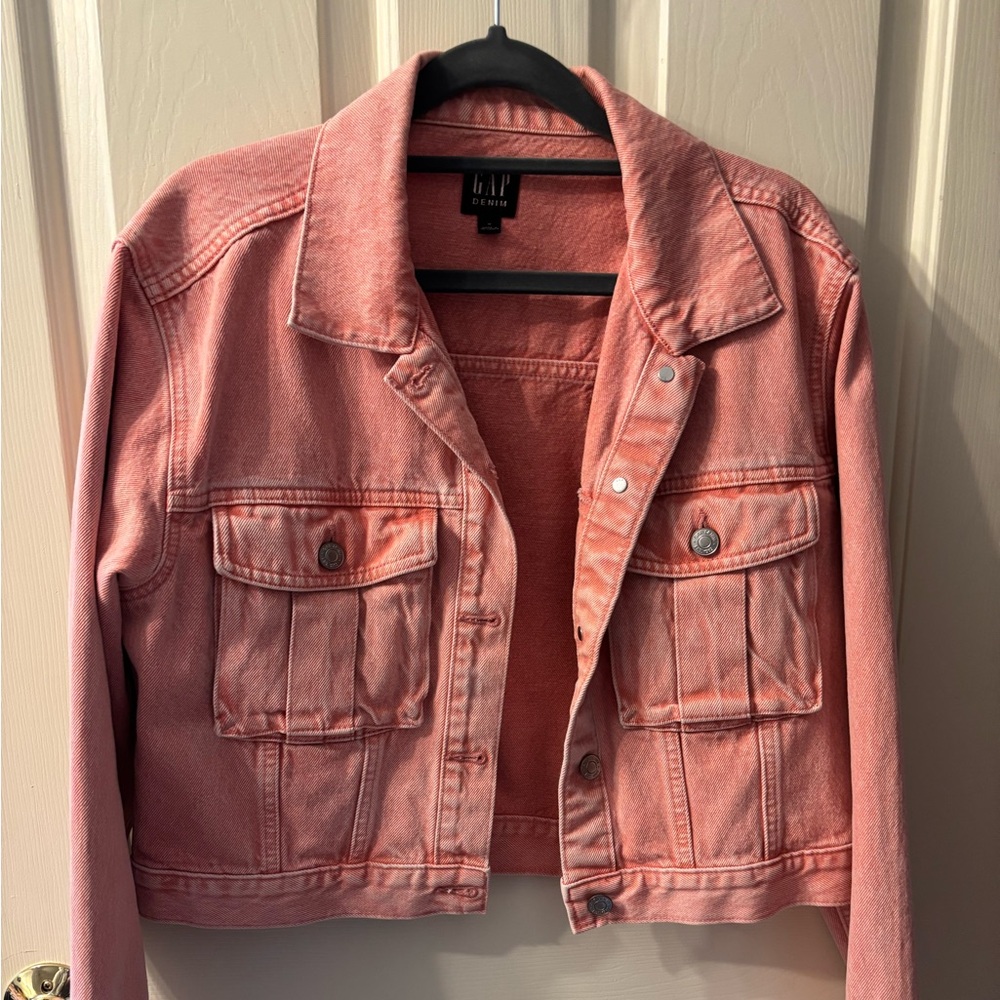 Gap Cropped Utility Denim Jacket Sz M